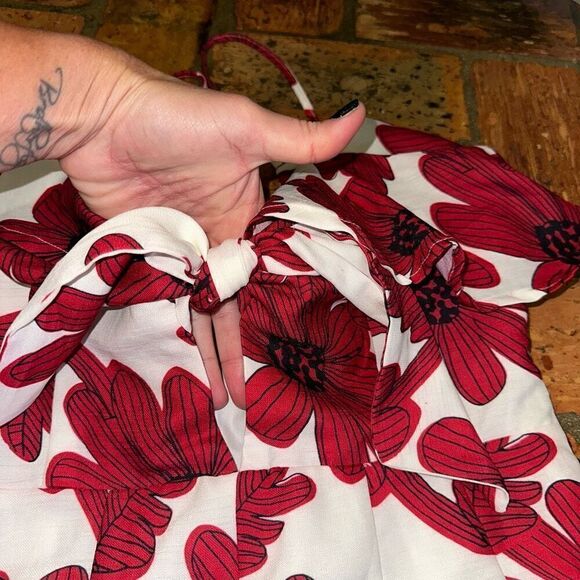 Floral Red Flower Romper Ruffle - Picture 8 of 9